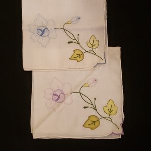 Set of vintage embroidered handkerchiefs